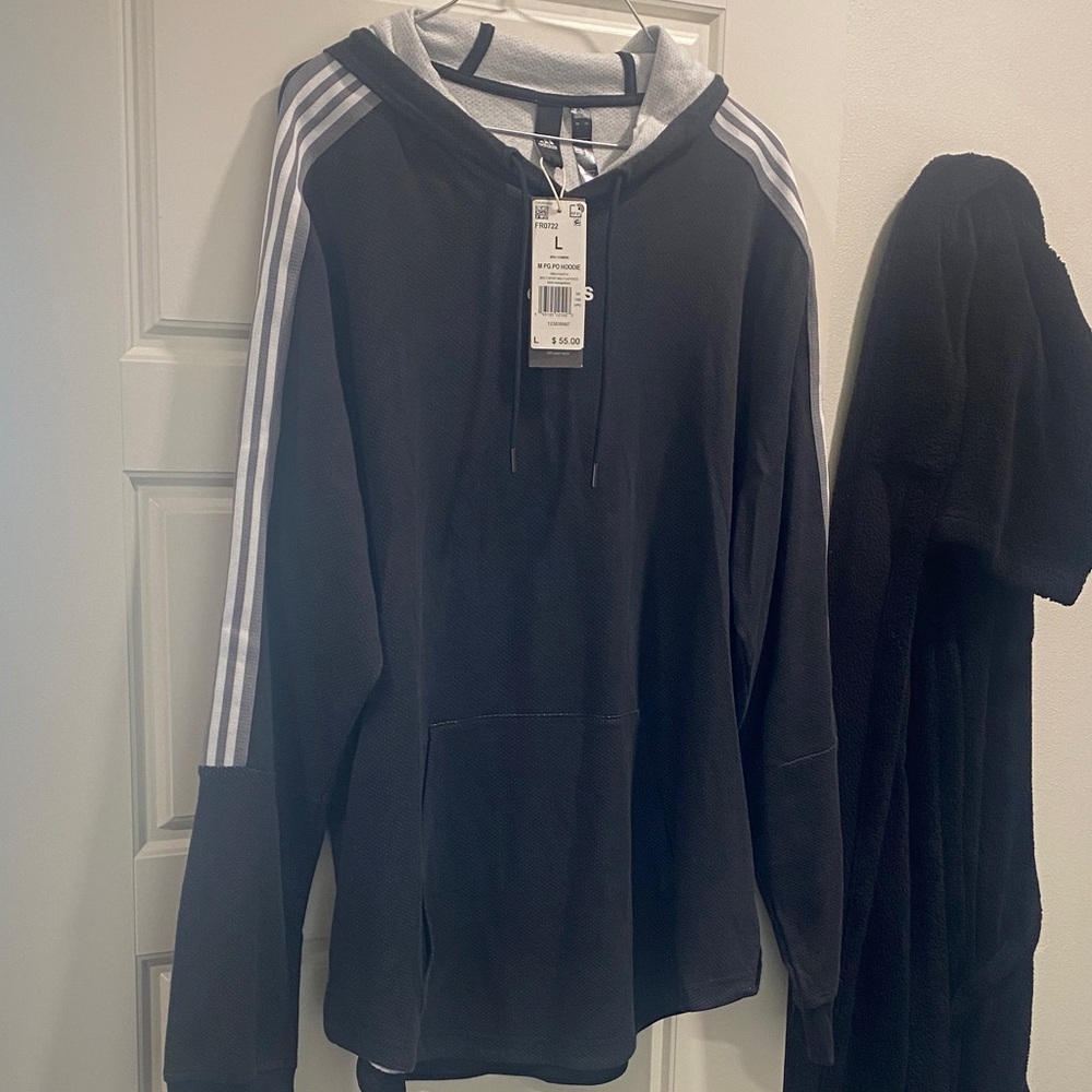 Adidas Black and White Men's Hoodie